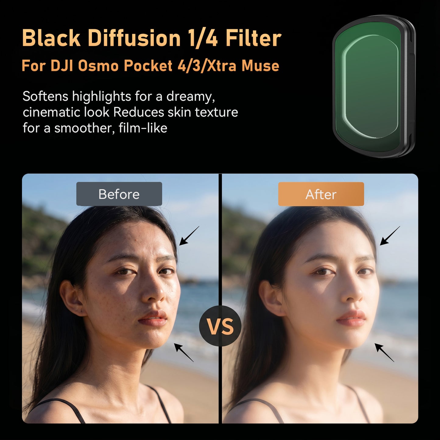 Black Diffusion 1/4 Filter for DJI Osmo Pocket 4