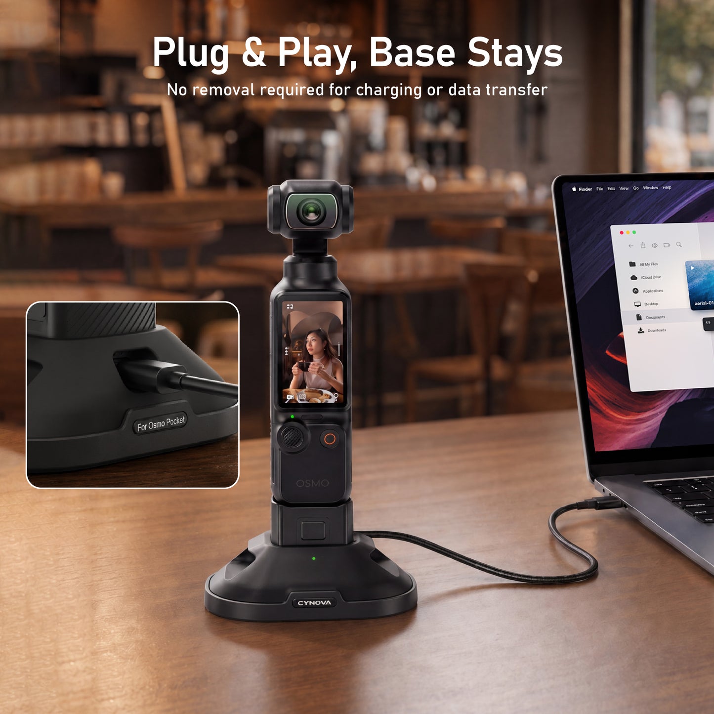 CYNOVA Silicone Stand Base for DJI Osmo Pocket 4/3 and Xtra Muse, Detachable Adhesive Base for Car & Desktop
