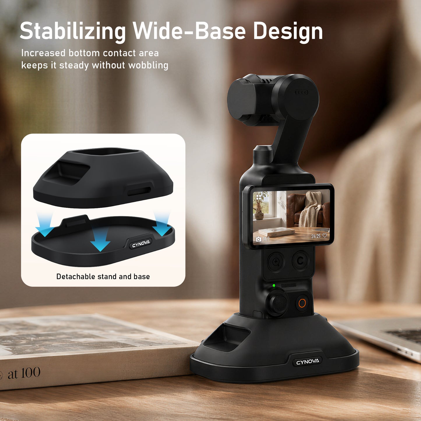 CYNOVA Silicone Stand Base for DJI Osmo Pocket 4/3 and Xtra Muse, Detachable Adhesive Base for Car & Desktop