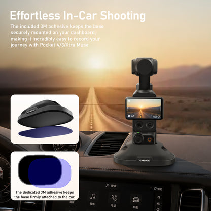 CYNOVA Silicone Stand Base for DJI Osmo Pocket 4/3 and Xtra Muse, Detachable Adhesive Base for Car & Desktop