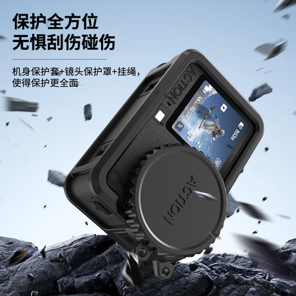 Silicone Case For Camera Body +Silicone Lens Cap + Lanyard