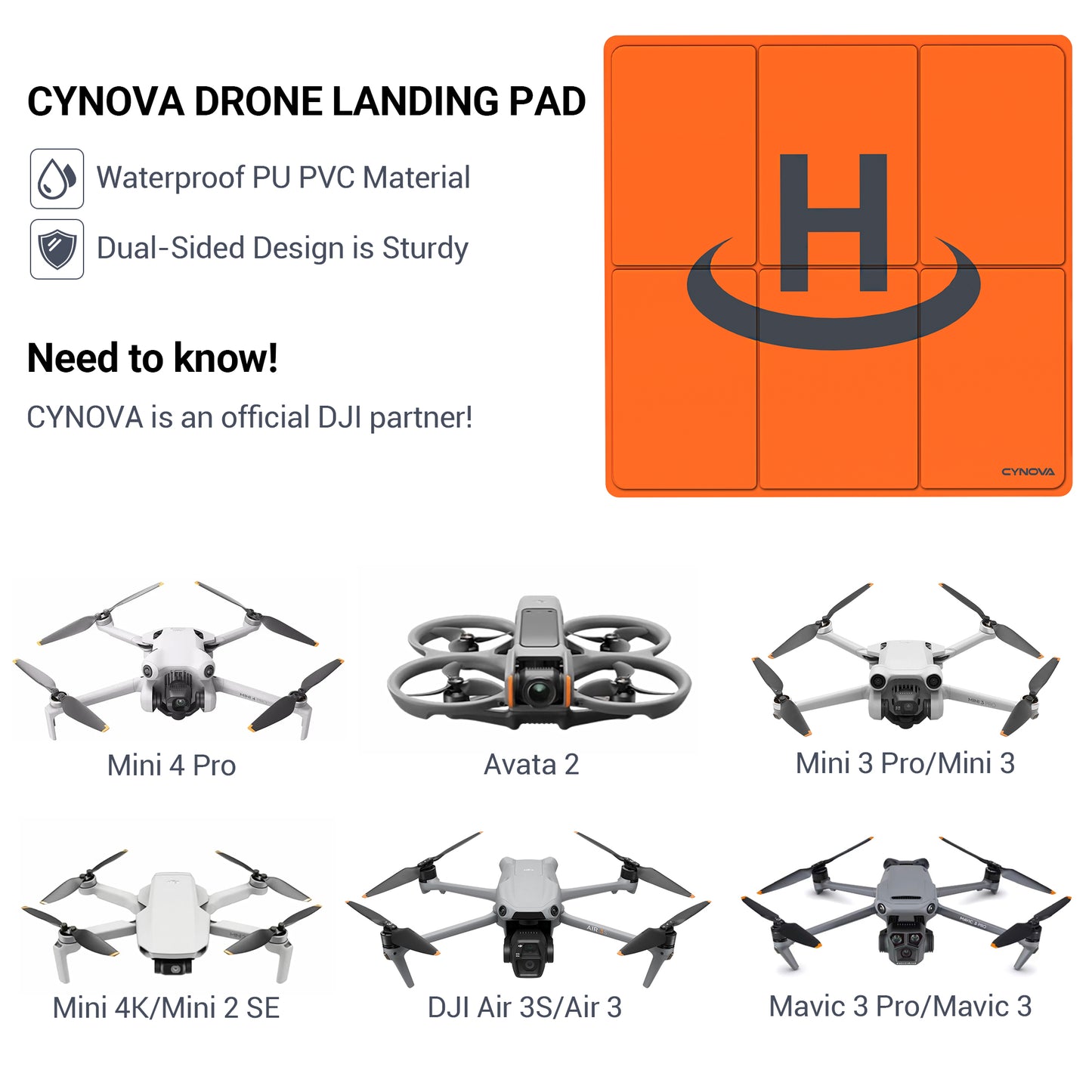 CYNOVA Drone Landing Pad Weighted for DJI AIR 3