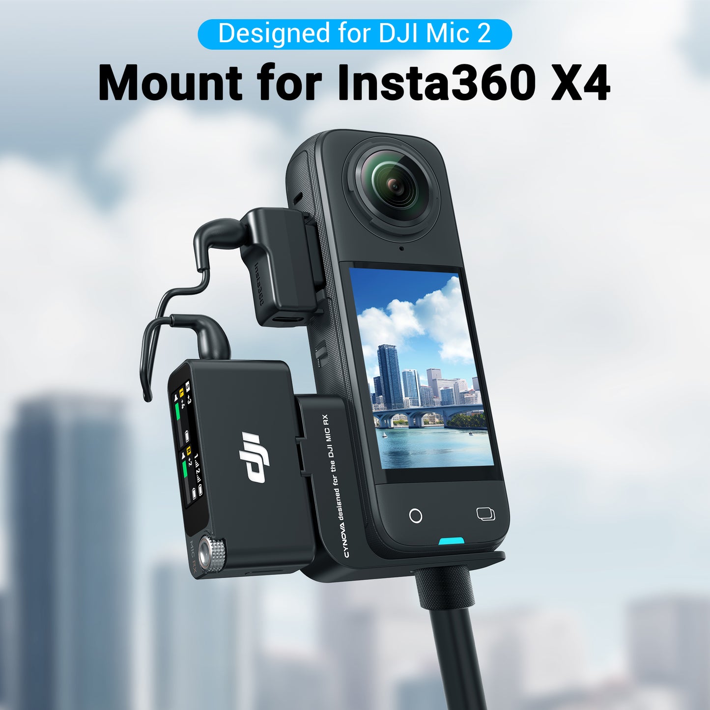 Insta360 X4 Cold Shoe Microphone Holder for DJI MIC 2 RX + Transmission Cabel
