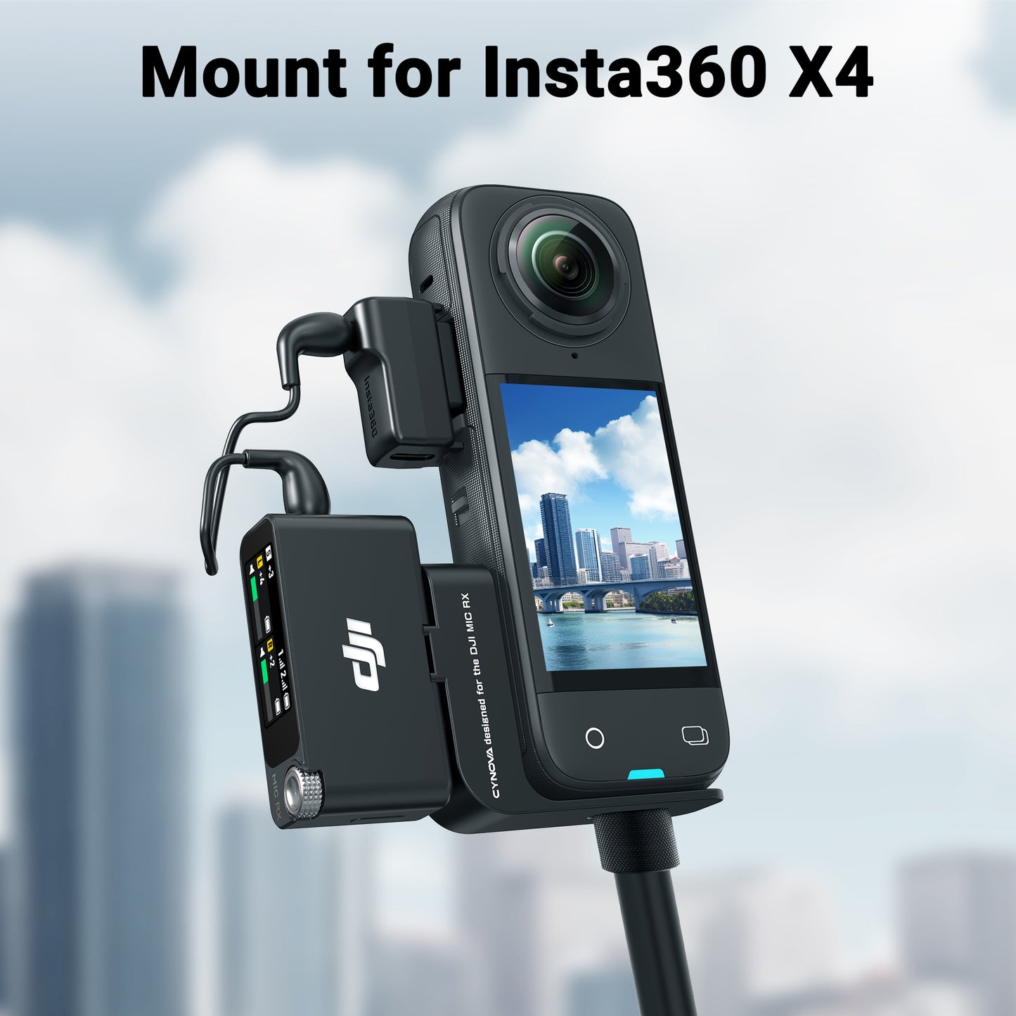 Insta360 X4 Cold Shoe Microphone Holder for DJI MIC 2 RX + Transmission Cabel