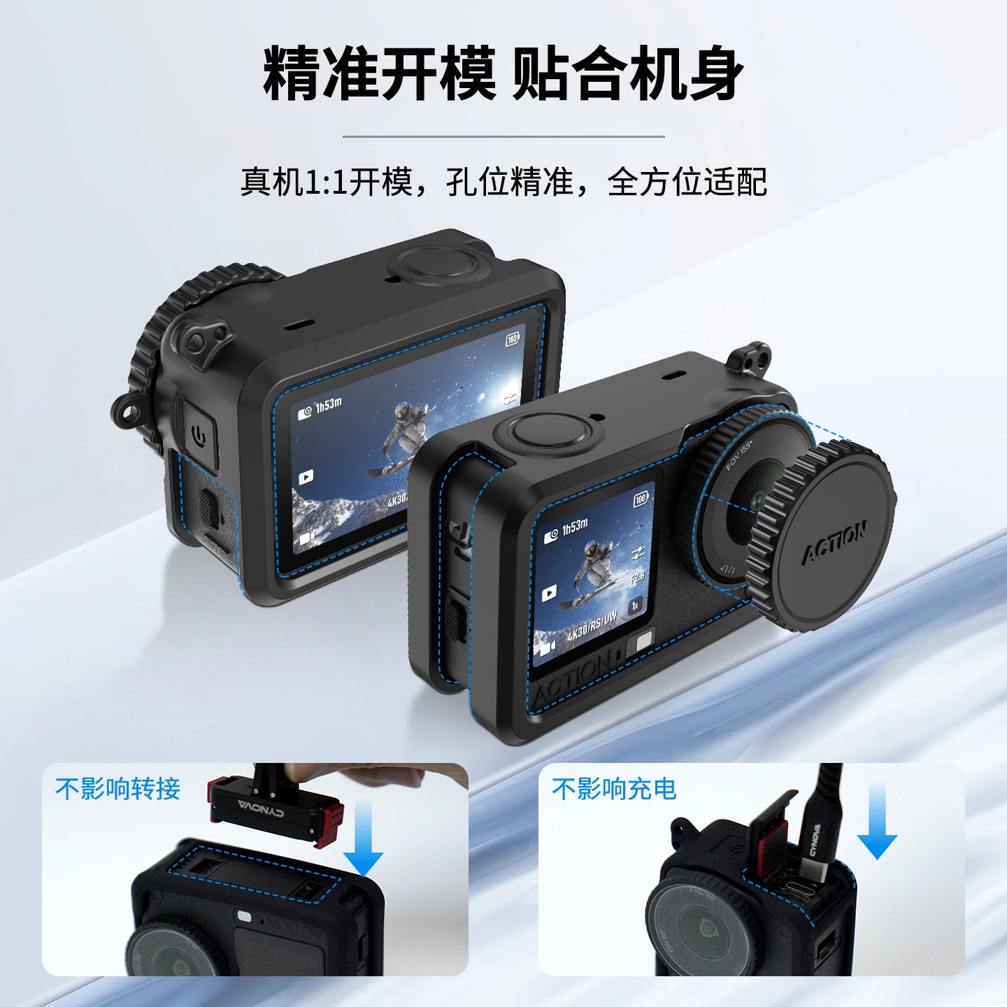 Silicone Case For Camera Body +Silicone Lens Cap + Lanyard