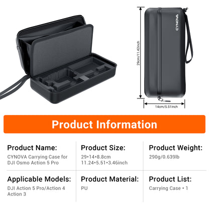 CYNOVA Carrying Bag for DJI Osmo Action 3/4/5 Pro PU Storage Protective Bag