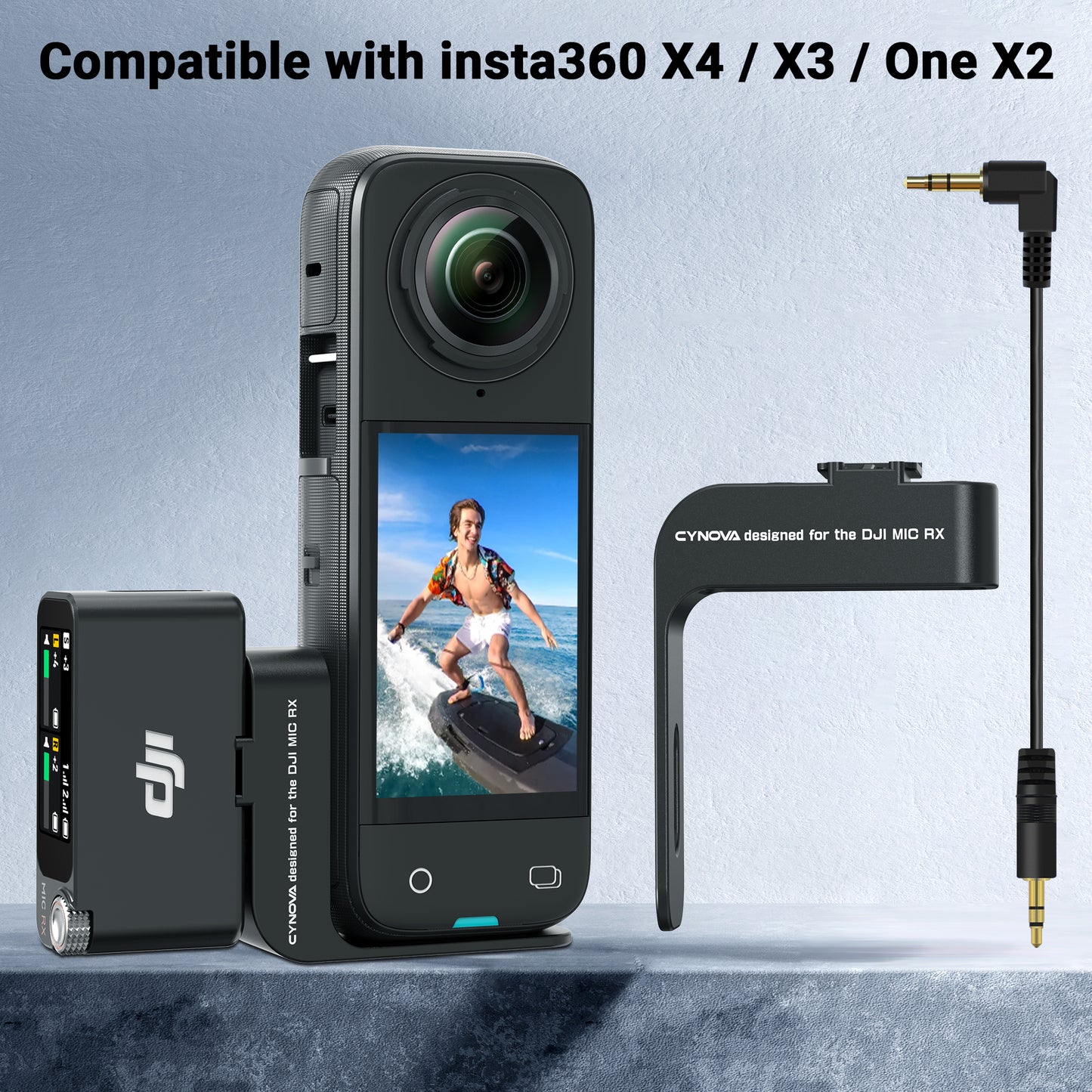 Insta360 X4 Cold Shoe Microphone Holder for DJI MIC 2 RX + Transmission Cabel