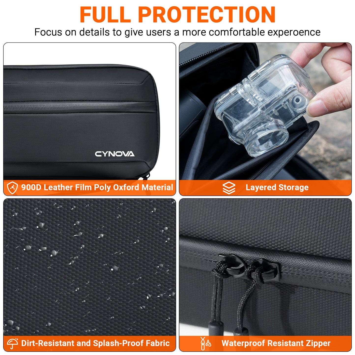 CYNOVA Carrying Bag for DJI Osmo Action 3/4/5 Pro PU Storage Protective Bag