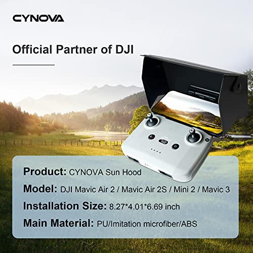CYNOVA Sun Hood Sunshade for DJI Mini 2 / DJI Mini 3 Pro/DJI Air 2S, Foldable DJI RC-N1 Controller Accessories for 4.4-8.1inch Smartphone Screen