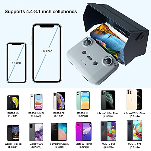 CYNOVA Sun Hood Sunshade for DJI Mini 2 / DJI Mini 3 Pro/DJI Air 2S, Foldable DJI RC-N1 Controller Accessories for 4.4-8.1inch Smartphone Screen