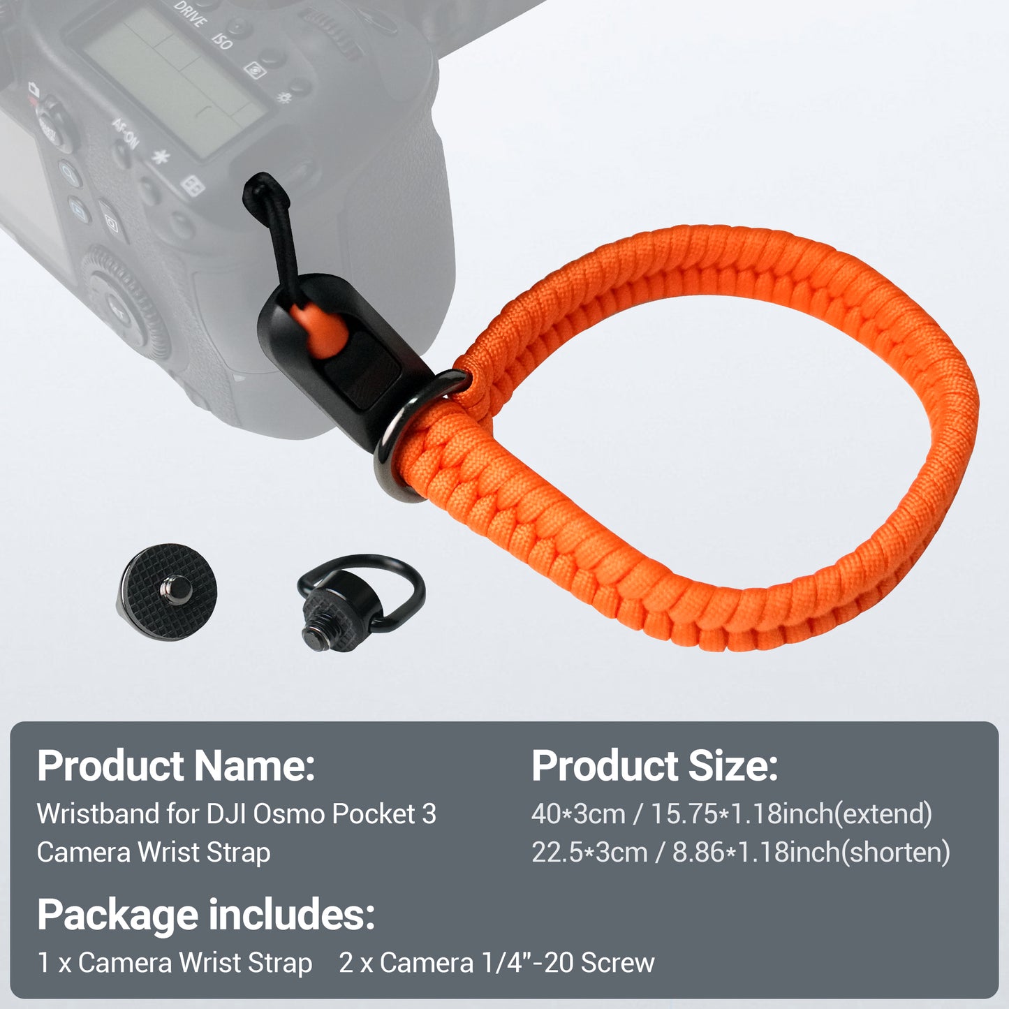 Adjustable Nylon Hand Wrist Straps Lanyard with a 1/4" Screw ORANGE