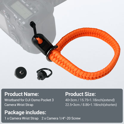 Adjustable Nylon Hand Wrist Straps Lanyard with a 1/4" Screw ORANGE