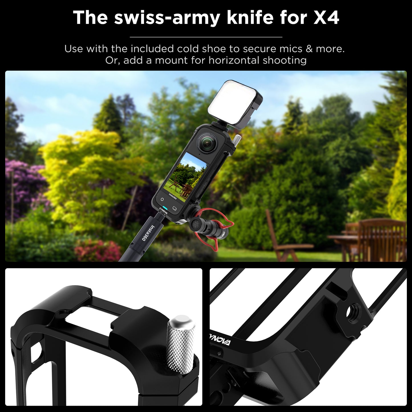 CYNOVA Insta360 X4 Metal Cage+Silicon lens cap