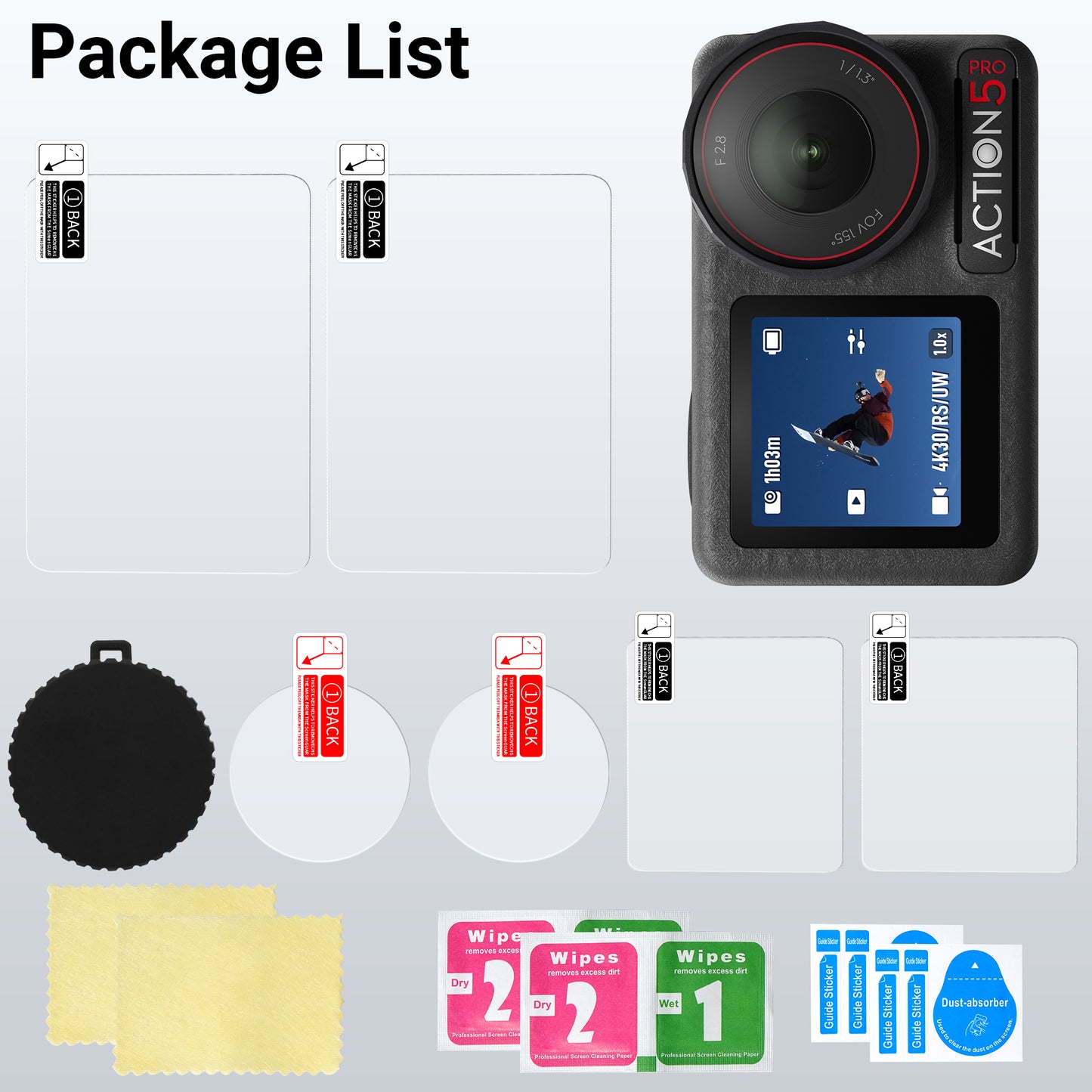 Osmo Action 5 Protection Kit Silicone lens cap+tempered glass kit