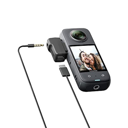 CYNOVA Insta360 X3 Mic Adapter, External Microphone Adapter for Insta360 X3 Camera, Type-C and 3.5mm Audio Ports Support Charger and Record for Insta360 X3 Accessories
