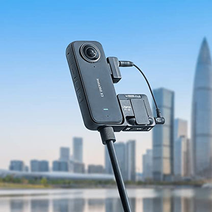 CYNOVA Insta360 X3 Mic Adapter, External Microphone Adapter for Insta360 X3 Camera, Type-C and 3.5mm Audio Ports Support Charger and Record for Insta360 X3 Accessories